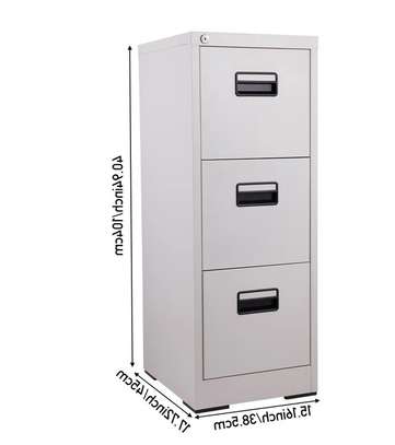 Office Cabinet; Three Lockers Gray Cabinet image 4