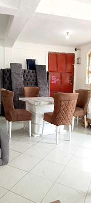 4 seater dinning set with marble table image 1