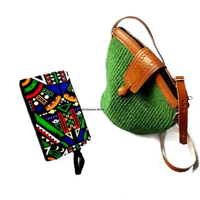 Womens Sisal Green kiondo and pouch image 2