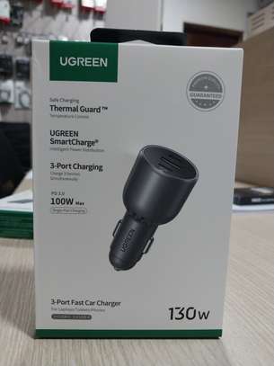 UGREEN 130W 3-Port (2x USB-C + 1x USB-A) Fast Car Charger image 1