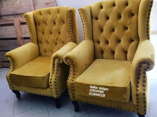 Trendy Yellow single seater wingback chair image 5