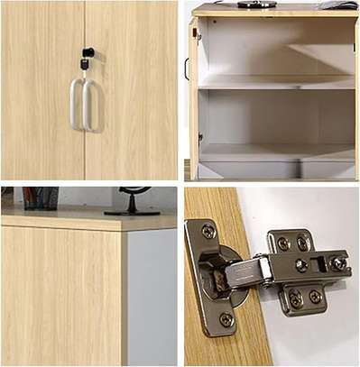 Office Cupboard: Brown 2-Door Wooden Office Cupboard image 3