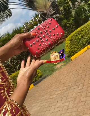 Maroon Studded Clutch Bag From UK image 2