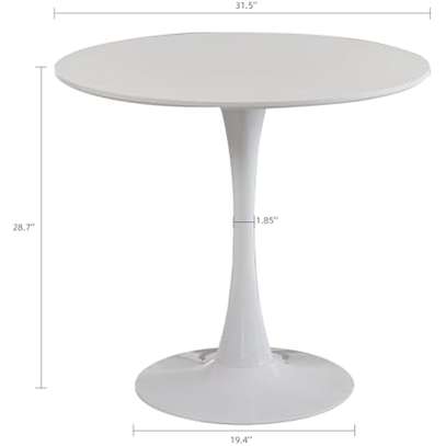 White 80 cm Indoor Round Dining Table image 3