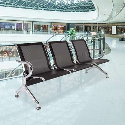 Waiting Bench: Black Steel Non-Padded Waiting Bench image 1