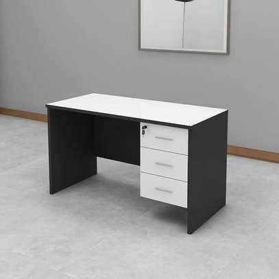 Modern Small Office Desk with Built-in Drawers image 1