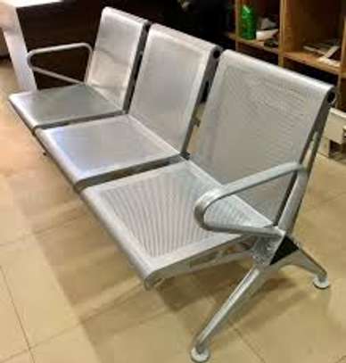 3-Person Stainless Steel Reception Waiting Bench with Arms image 7