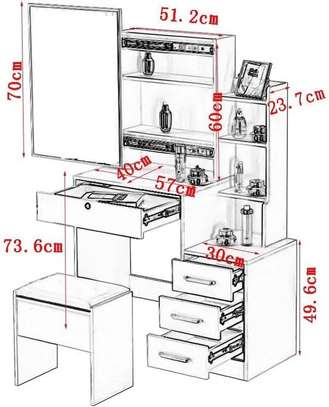 Dressers: White Wooden Vanity With Stool Set For Bedrooms image 3