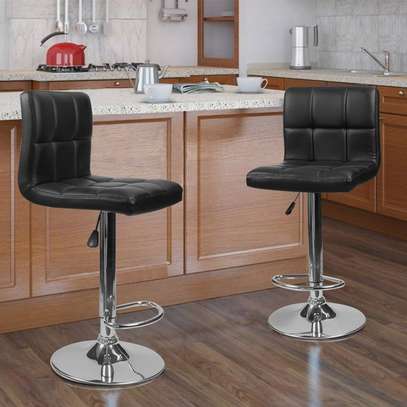 Adjustable Leather Armless Swivel Counter Barstool image 8