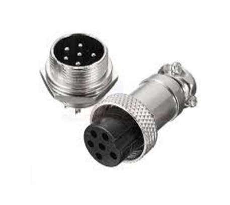 6 Pin Metal Male Female Thread Panel Connector image 1