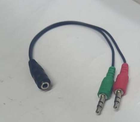 3.5mm Stereo Mini Jack 1 Female to 2 Male Audio Cable image 1