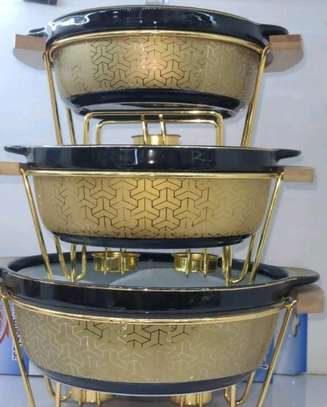 3pcs ceramic Golden Shaffing dishes image 1