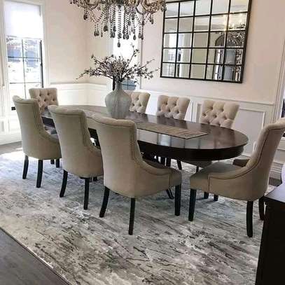 Modern tufted 8 seater dining tables(fabric /leather) image 2