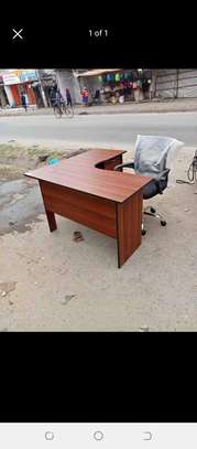 Modern shaped office desk with seat image 1