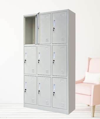 White Steel With Nine Doors Storage Cabinet image 8