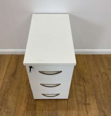 Solid Wood Mobile Desk Cabinet with 3 Drawers and Lock image 3