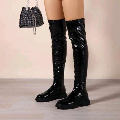 *Punk Round Toe Chunky ThighHigh Boots image 11