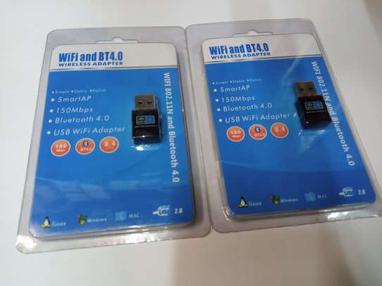 2 in 1 Bluetooth 4.0 + 150Mbps 2.4GHz USB WiFi Wireless Adap image 1