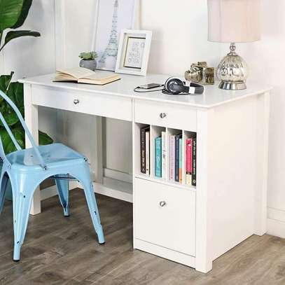 Modern customized Home office desks with a side shelf image 10