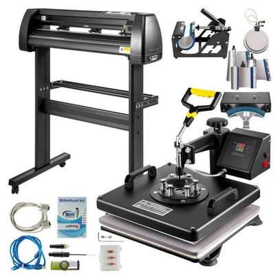 8 In 1 Heat Press Machine/ 2 Feet Vinyl Cutting Plotter image 1