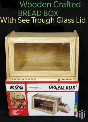 Bread Box*Wooden With Glass Lid image 1