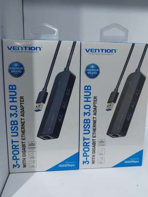 Vention CHPBB 3-Port USB 3.0 Hub with 1000M Ethernet Adapter image 1