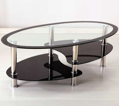 Luxury Two-Tier Oval Glass Home Office Coffee Table image 8