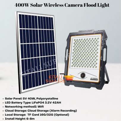 400W solar wireless camera floodlight image 1