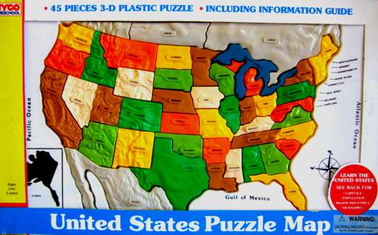 For Sale Quality Toys for Children Tyco Preschool Toys /United States Puzzle Map 45 Pieces Set 3D Plastic Puzzle image 1