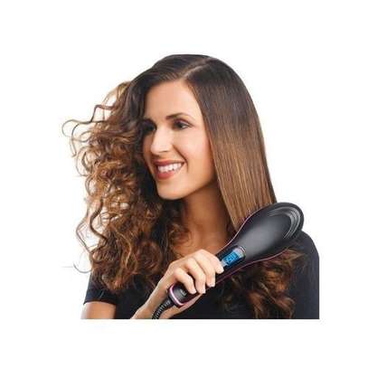 Simply Straight Hot comb/Simply Straight Ceramic Hair Brush Straightener, Black/Pink image 3