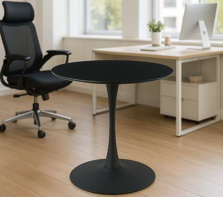 Office Table:  Black Round Marble Dining Table image 5