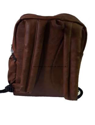 Brown Leather Backpack Travel  and Laptop Bag image 2