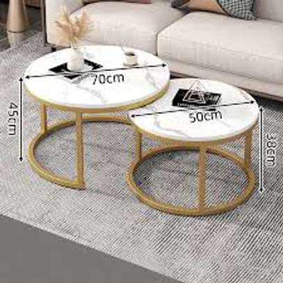 2 Piece White Marble Top Coffee Table image 3