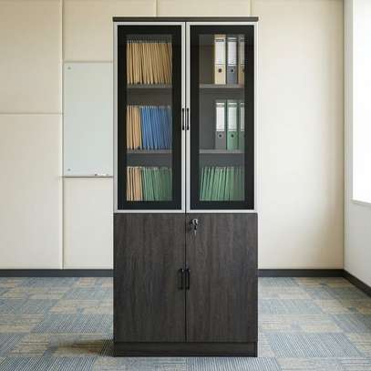 Wooden Half Glass 2 Door Storage Cabinet image 4