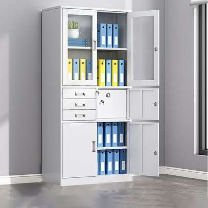 2-Door metallic office storage cabinet with safe image 2