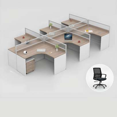 Workstations: Corner 6-User Brown Workstation image 3