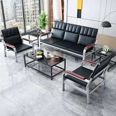 5 Seater Office Leather Waiting Office Sofas image 1