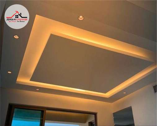 Flat gypsum ceiling design snake light in Nairobi image 1