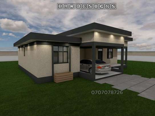 3 bedroom flat roof house plan image 1