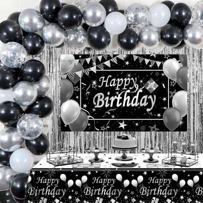 Silver and Black Birthday Decorations for Men Women image 1