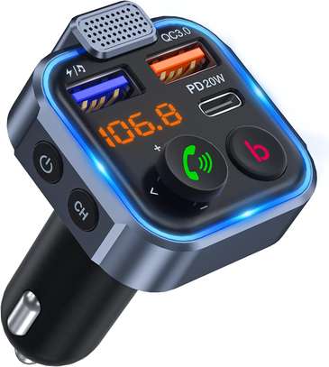 FM Transmitter in-Car Adapter, Wireless Bluetooth 5.0 Radio image 1