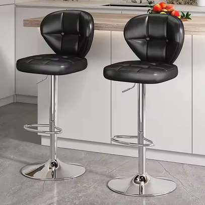 Chair: Leather Home Bar-Stool(Black) image 1