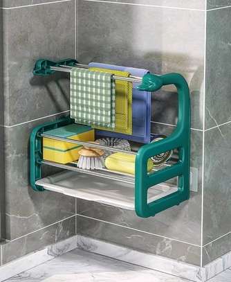 2 Tier retractable kitchen/bathroom storage rack image 1