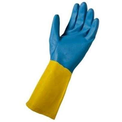 Bi-color rubber latex gloves image 3