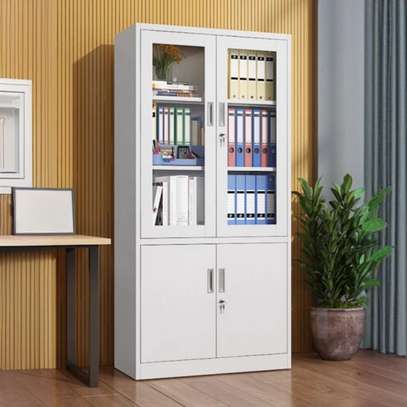 Office Cabinet: Sleek White Steel Simplistic Office Cabinet image 7