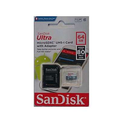 Sandisk 64 GB Ultra Micro SD Card With Adapter image 1