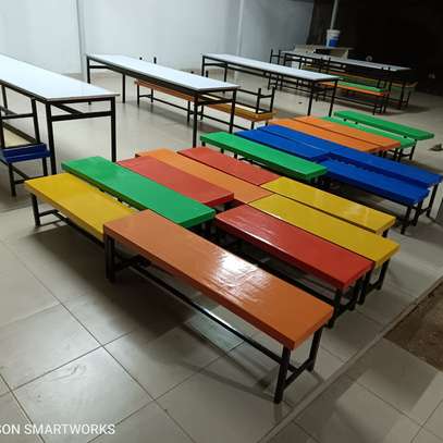 Kindergarten dinning tables with benches image 3