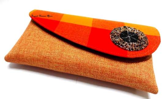 Womems Orange maasai clutch bag image 3