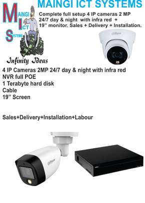 4 IP CCTV CAMERAS 2MP COMPLETE SETUP image 1