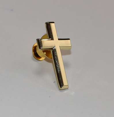 Cross (gold) Lapel Pin Badge image 2